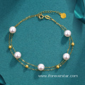 18K Real gold pearls necklace bracelet pearl jewelry